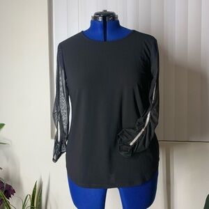 89th by madison blouse black mesh top